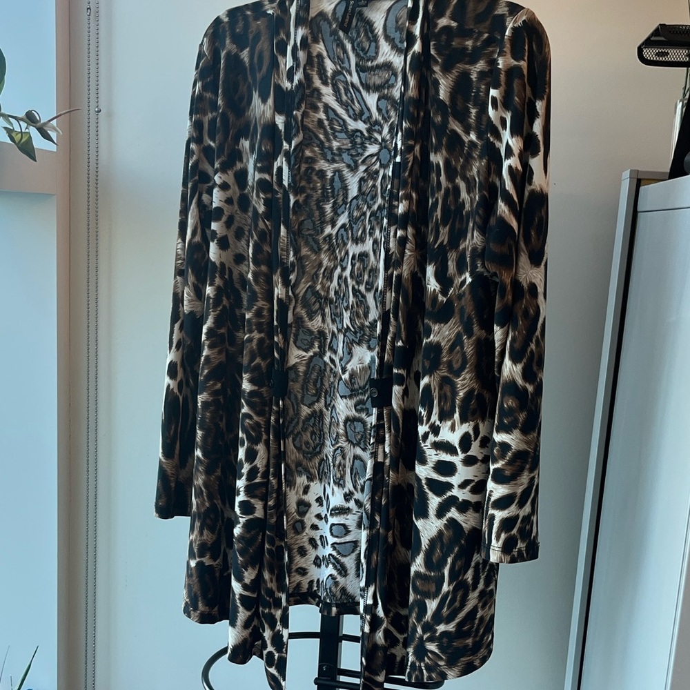 Susan Lawrence Animal Print Cardigan. Made in USA.
